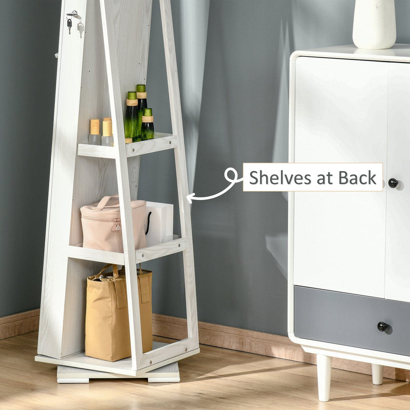 Jewellery Cabinet With Full Length Mirror, White