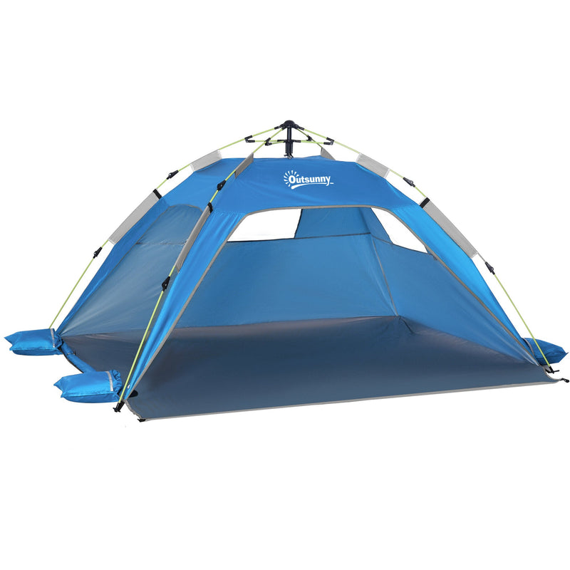 Pop Up Beach Tent for Quick Sun Shelter with Built In Floor and Carry Bag Sky Blue Outsunny