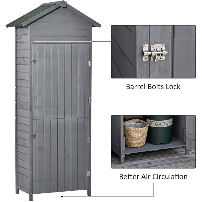 Small Wooden Tool Shed - Grey