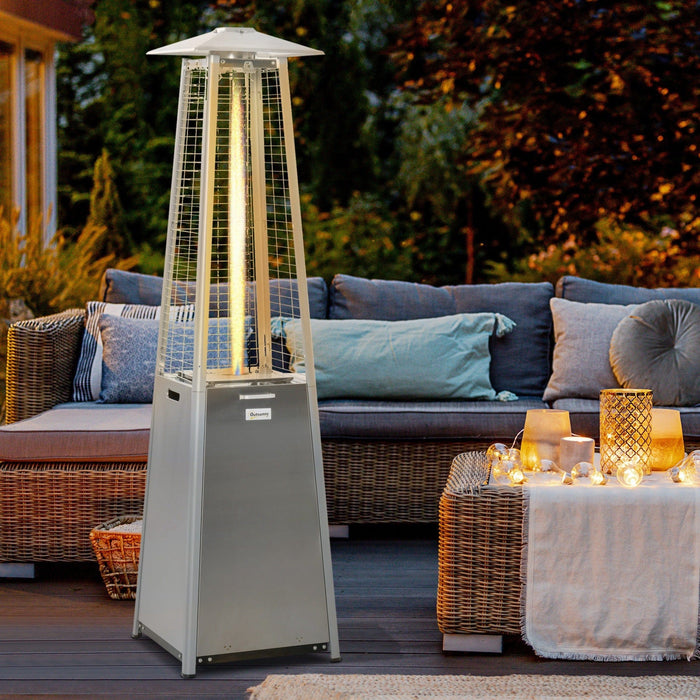 11.2KW Pyramid Gas Patio Heater, Stainless Steel, Wheels