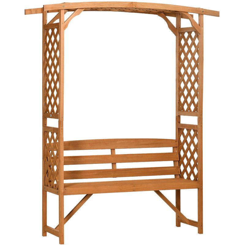 Outsunny Patio Garden Bench, Natural Wooden Garden Arbour with Seat for Vines/Climbing Plants, Natural Outsunny