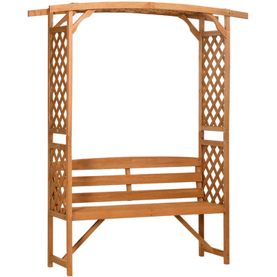 Outsunny Patio Garden Bench, Natural Wooden Garden Arbour with Seat for Vines/Climbing Plants, Natural Outsunny