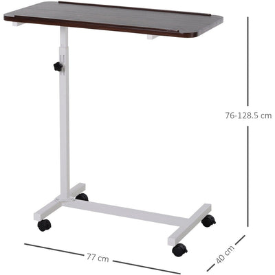 Adjustable Overbed Chair Table with Lockable Castors Homcom