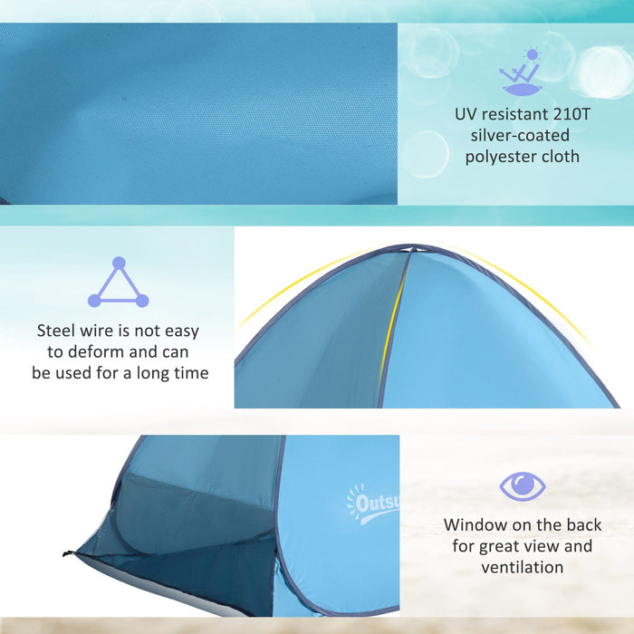 Instant Pop Up Beach Tent for 2-3 Persons, UV 30+ Blue
