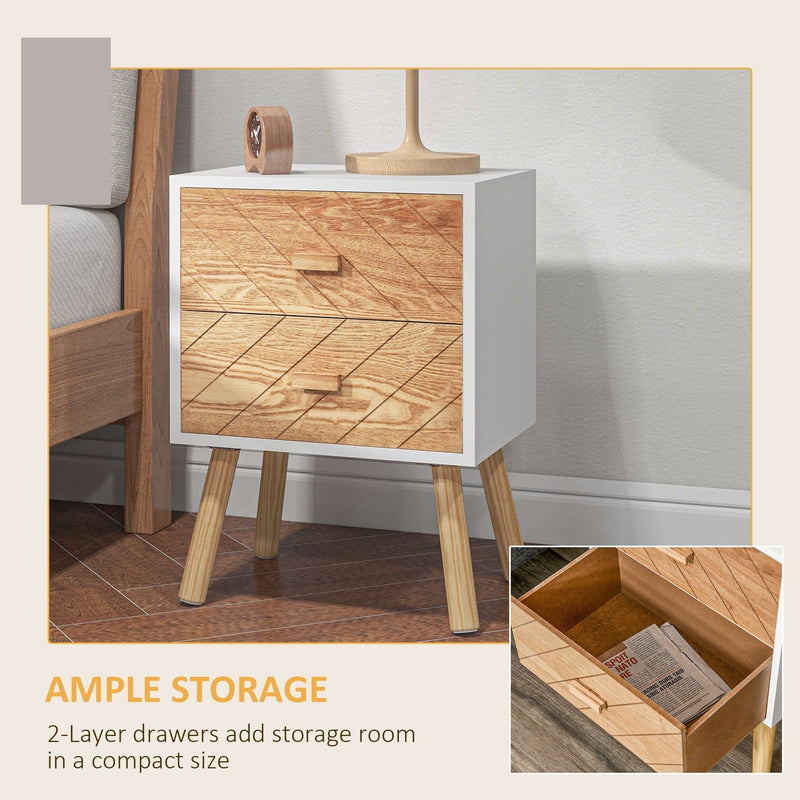 Nordic Bedside Tables Set of 2 Homcom