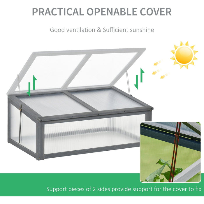 Wooden Polycarbonate Cold Frame Greenhouse, 100x65x40cm