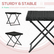 Outsunny Black Rattan Folding Table Outsunny
