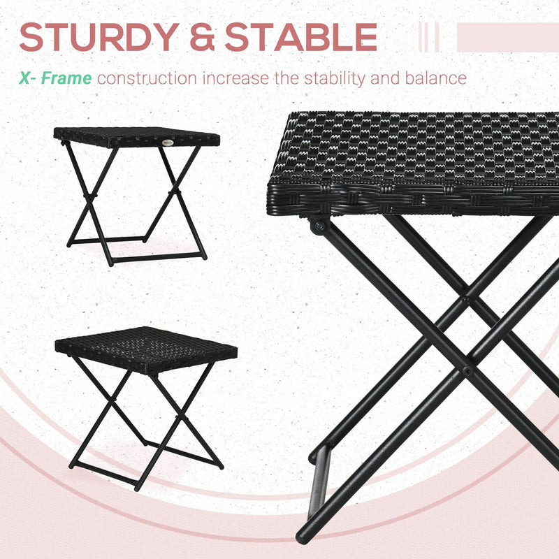 Outsunny Black Rattan Folding Table Outsunny