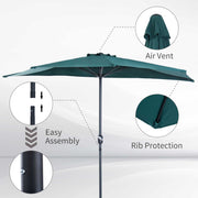 2.7m Half Parasol for Balcony - 5 Steel Ribs Outsunny