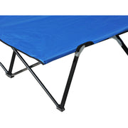 Outsunny Double Camping Cot Foldable Sunbed Outdoor Patio Sleeping Bed Super Light w/ Carr Bag (Blue) Outsunny
