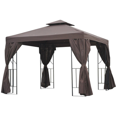 Steel Frame Gazebo With Sidewalls, 3x3m Outsunny