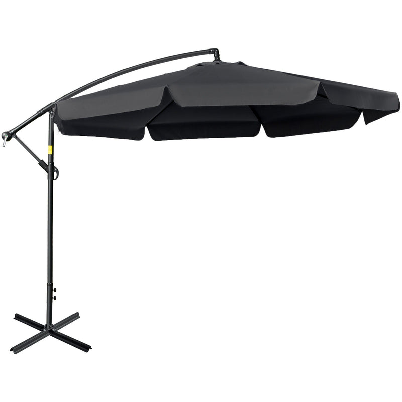 2.7m Large Offset Hanging Banana Parasol - Black