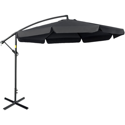 2.7m Large Offset Hanging Banana Parasol - Black Outsunny