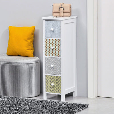 Narrow 4 Drawer Cabinet, Multicoloured Homcom