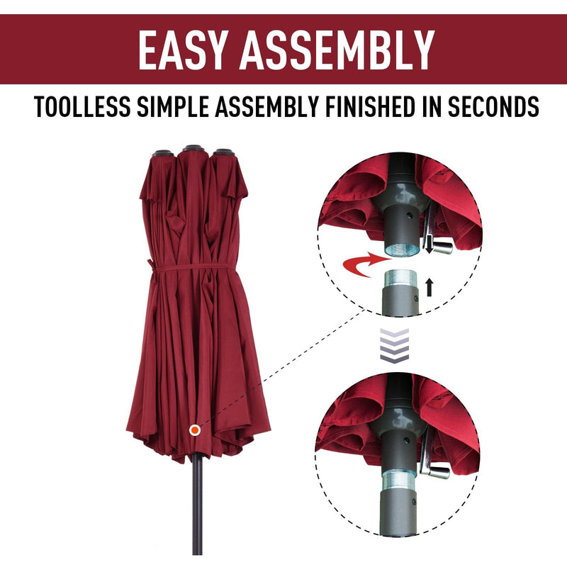 4.6m Large Garden Parasol, Double Sided, No Base