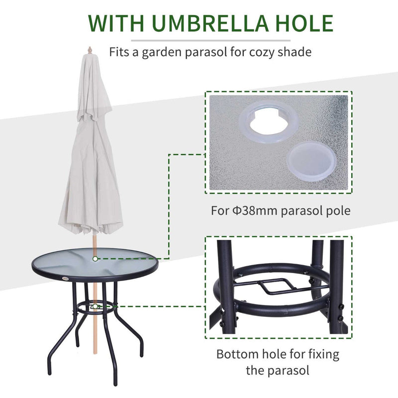 Garden Table With Parasol Hole, 80cm