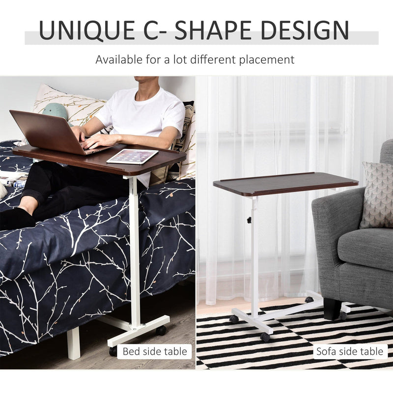 Adjustable Overbed Chair Table with Lockable Castors
