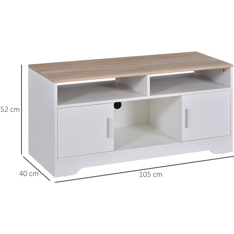 White/Wood 42 Inch TV Stand with Cabinets