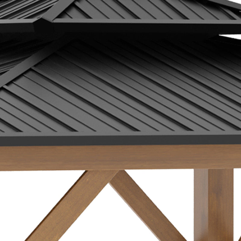Wooden Garden Pergola With Galvanised Metal Roof, 3.4m x 3.4m Outsunny
