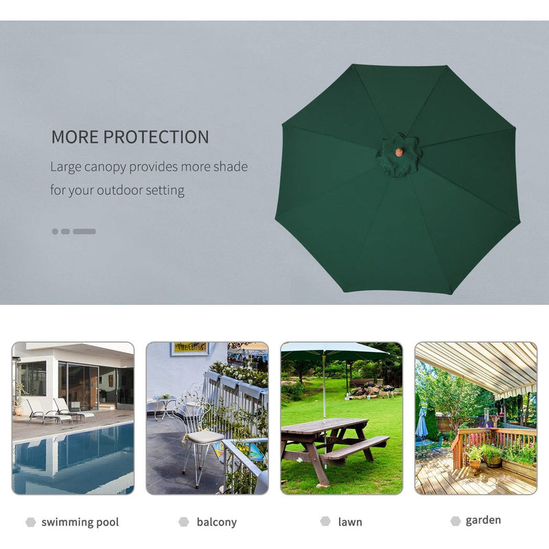 2.5m Wooden Garden Parasol - Top Vent