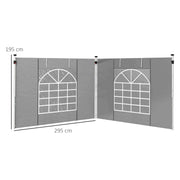 Outsunny Gazebo Side Panels, 2 Pack Sides Replacement, for 3x3(m) or 3x6m Pop Up Gazebo, with Windows and Doors, Light Grey Outsunny