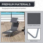 Folding Sun Lounger With Canopy Outsunny