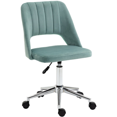 Green Velvet Scalloped Back Office Chair Vinsetto