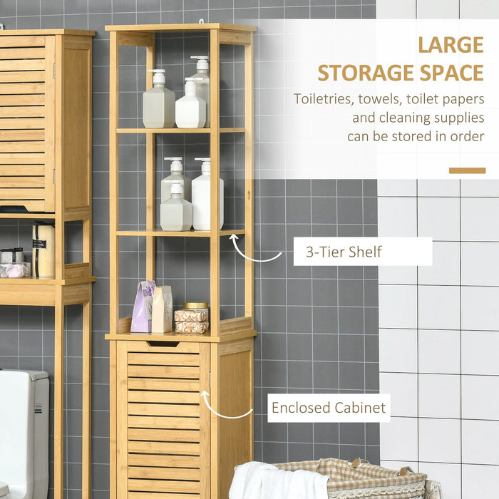 Tall Bathroom Storage Cabinet, 3 Shelves, Cupboard, Slim