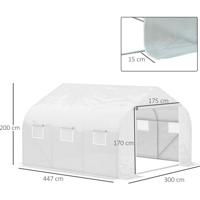 Greenhouse Cover Replacement, Zip Door, 4.5x3x2m, White