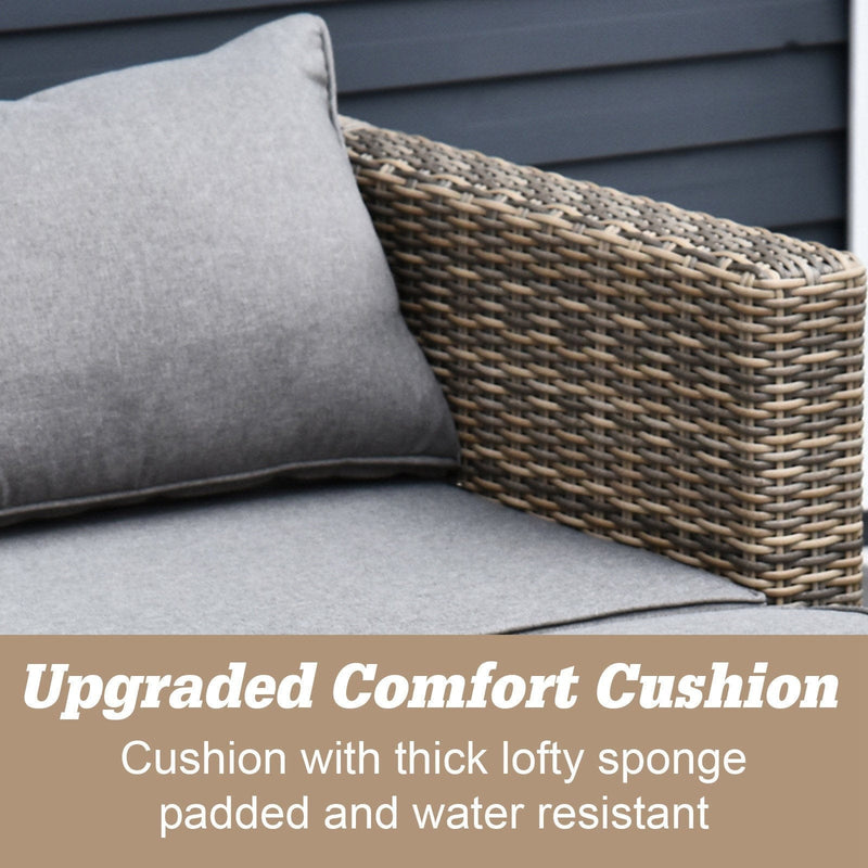 2 Seater Rattan Garden Furniture Set, Grey