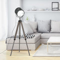 Industrial Tripod Floor Lamp, Wooden Legs Homcom