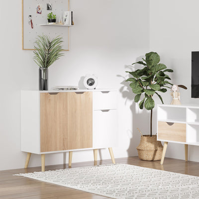 White Scandi Style Storage Cupboard Homcom