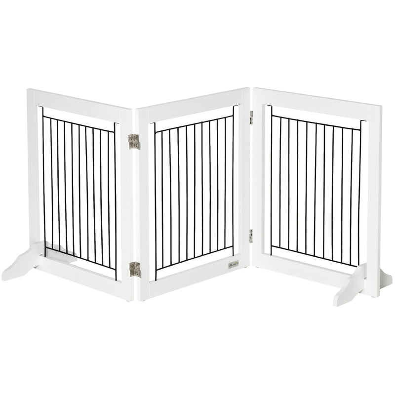 Freestanding Wooden Dog Gate, 3 Panel, Foldable, 61cm, White