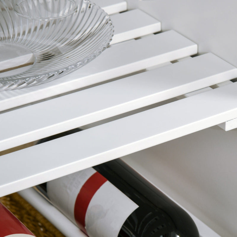 White Kitchen Trolley, Wine Rack, Drawer, Cabinet, Wheels