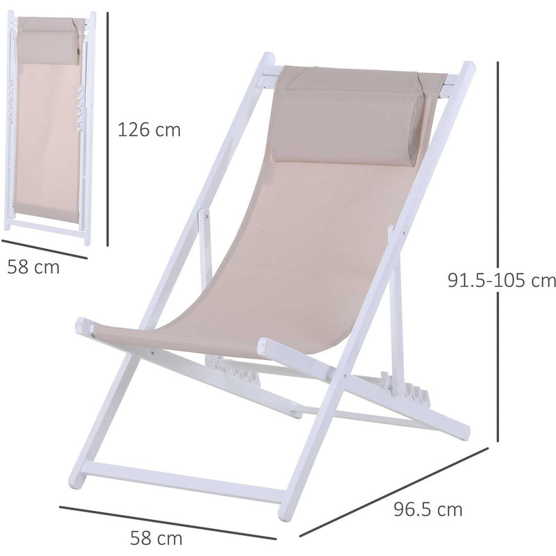 Folding Wooden Deck Chairs, Set of 2
