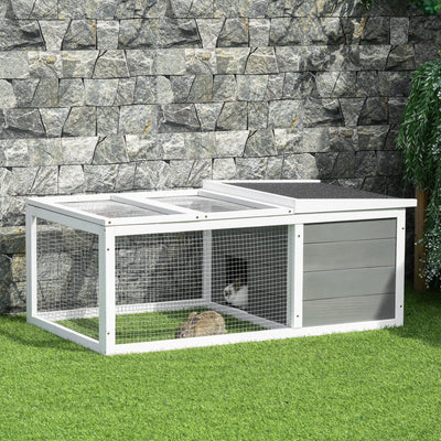 Rabbit Hutch With Run Pawhut