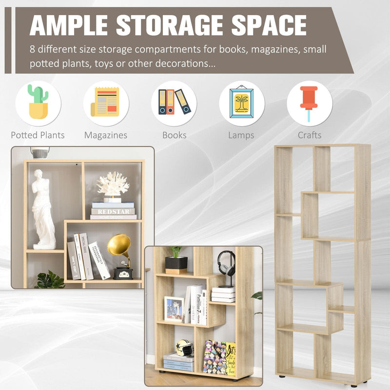 70cm Wide Bookcase, Modern Geometric Display Storage Unit