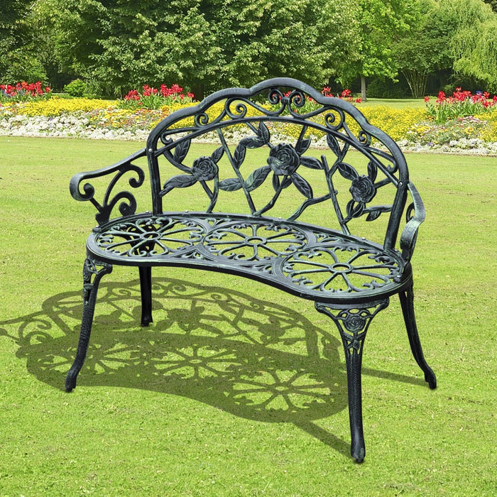 Cast Aluminium Garden Bench, Antique Rose-Style