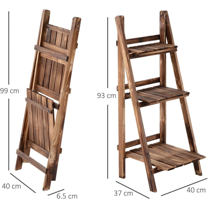 3 Tier Folding Wooden Garden Planter Display Stand