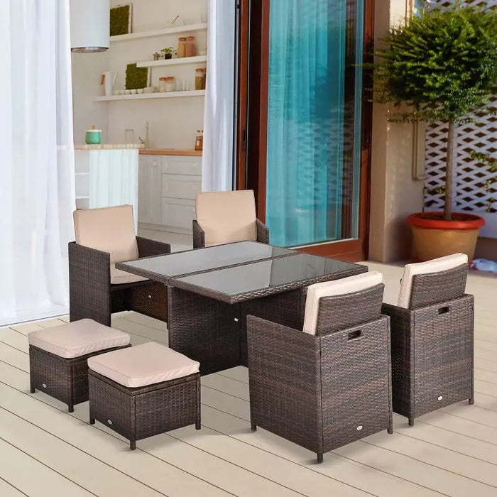 9PC Rattan Dining Cube Set