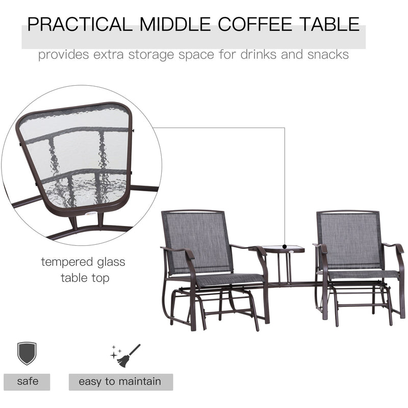 Bistro Set With Glider Chairs, Black