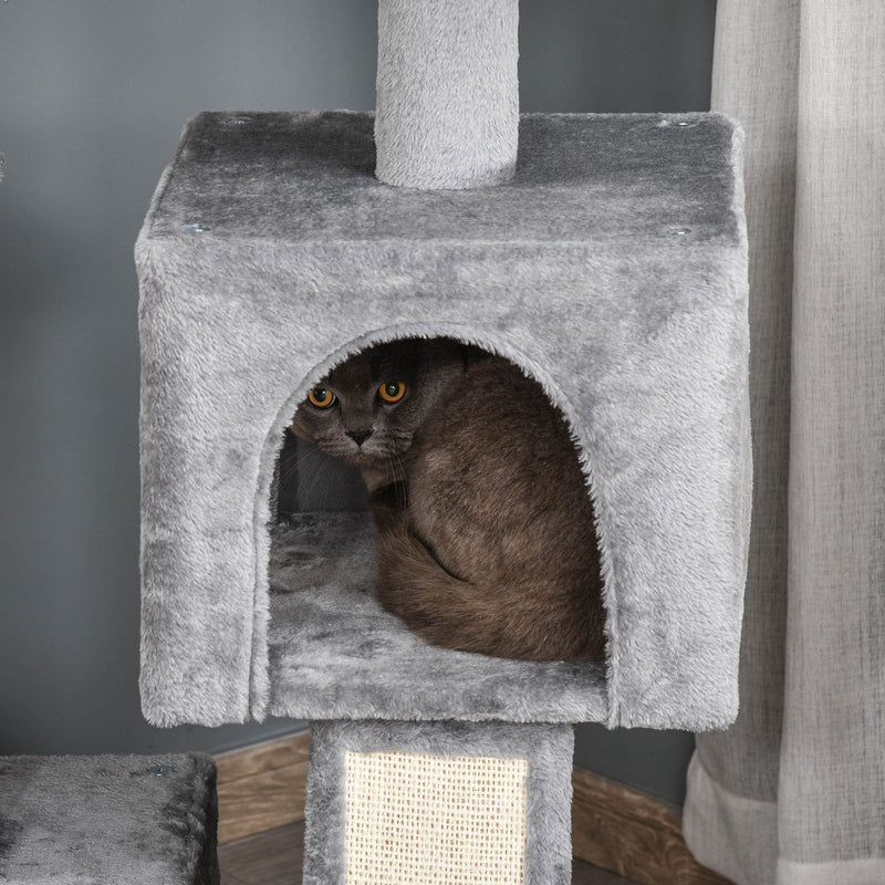 111cm Cat Tree, Climbing Centre, Sisal Post, Hammock, Grey