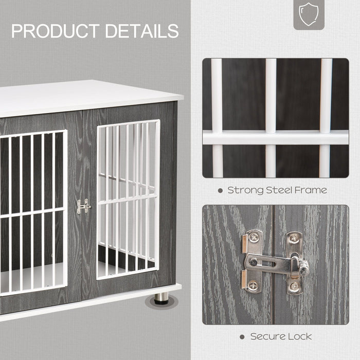 Wooden Dog Crate with Lockable Door, Adjustable Feet