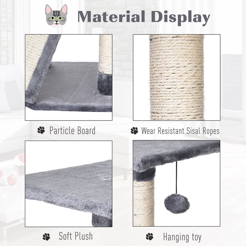 3-Tier Sisal Rope Cat Scratching Post w/ Dangle Toy