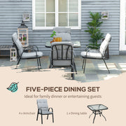 Modern 4 Seat Outdoor Dining Set, Comfy Outdoor Living Outsunny