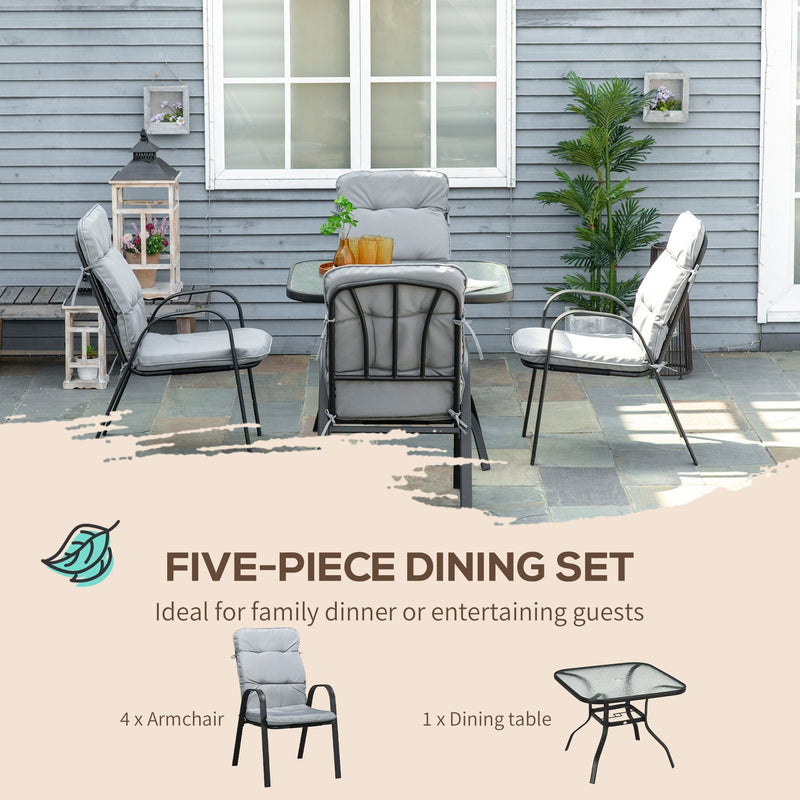 Modern 4 Seat Outdoor Dining Set, Comfy Outdoor Living Outsunny