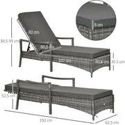 Contemporary Rattan Sun Lounger With Cushion Outsunny