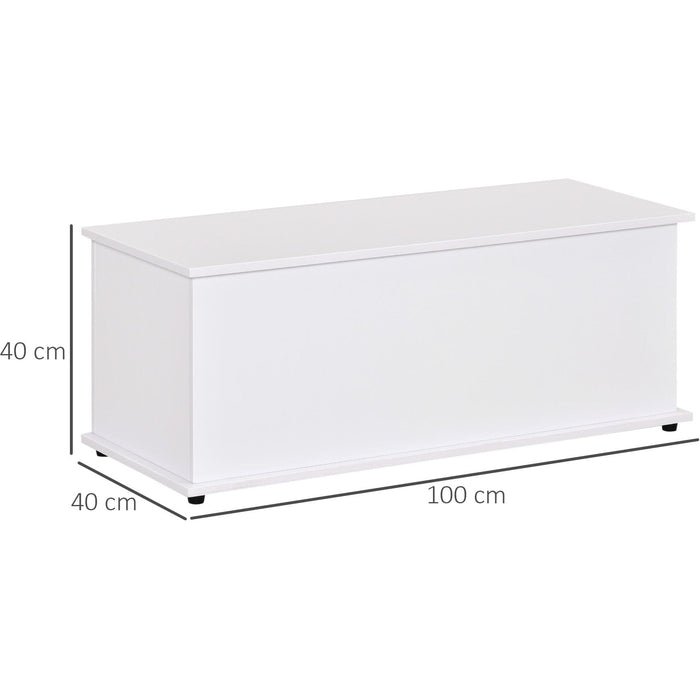 White Wooden Storage Box Ottoman With Lid