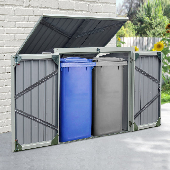 Small Metal Storage Shed, Ideal for Wheelie Bins - Grey