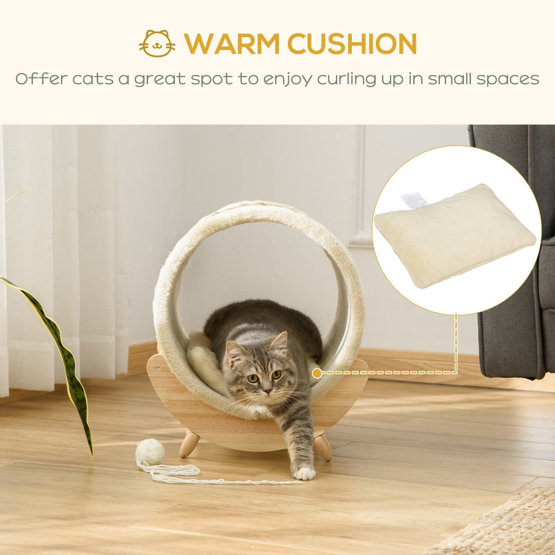 Indoor Cat House, Sisal Wrapped, Soft Cushion, Khaki